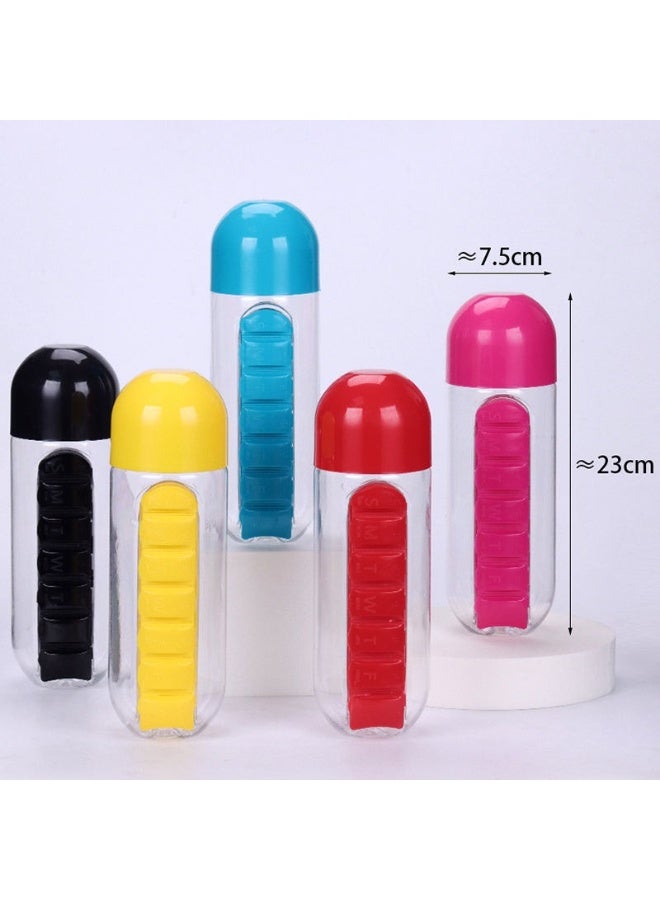 2-in-1 Daily Pill Organizer Water Bottle 600ml BPA-Free Portable Hydration - Image 3
